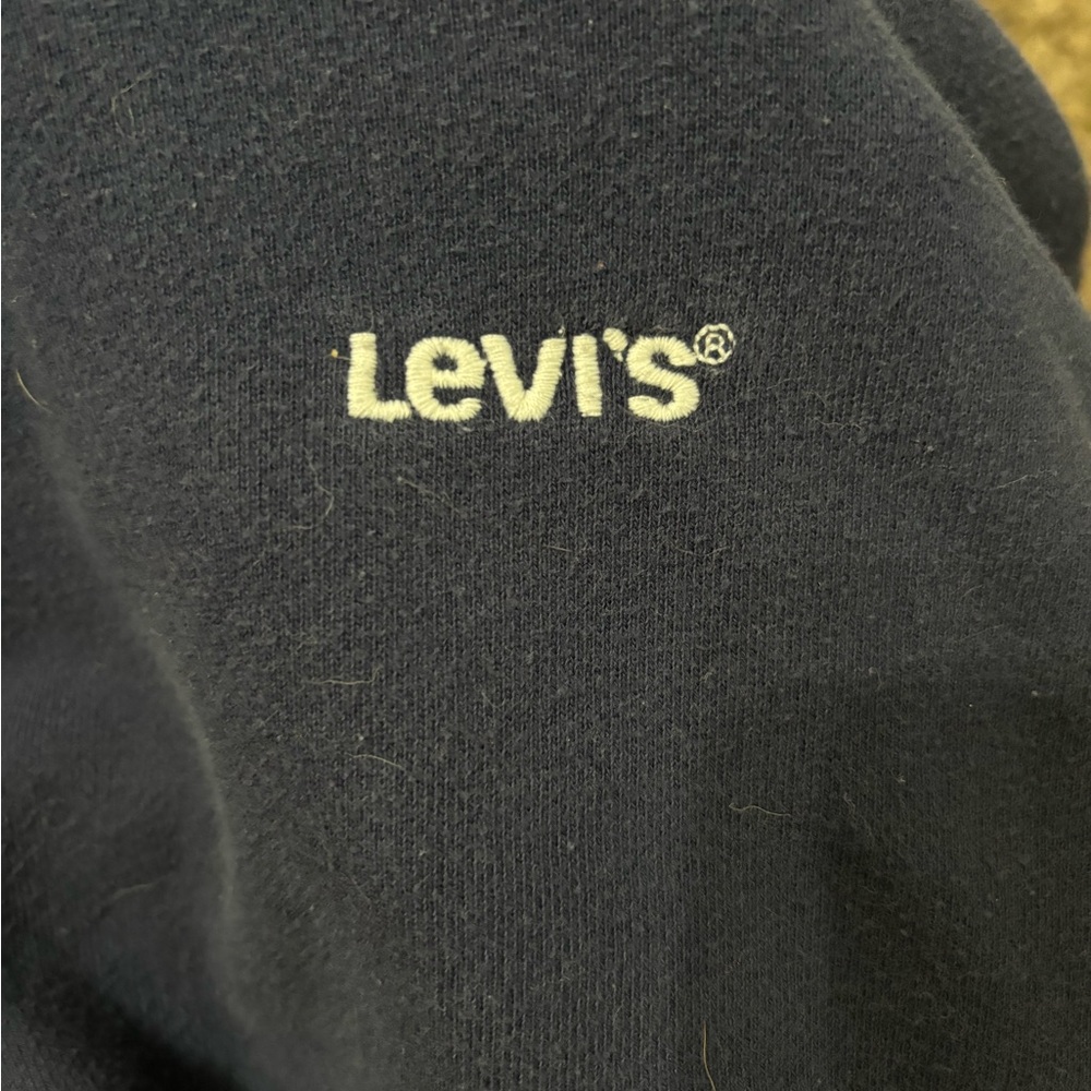 Woman’s Levi's Hoodie Slightly Cropped in Navy, White, and Red - Picture 3 of 5